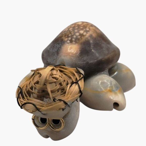 Sea Shell Turtle Figurine Miniature Woven Head Eyeglass Accents - Picture 2 of 9